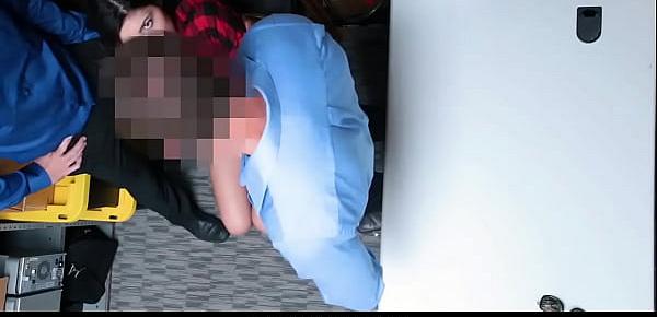  Teen Shoplifter Teen Gets Caught Between Two Cocks